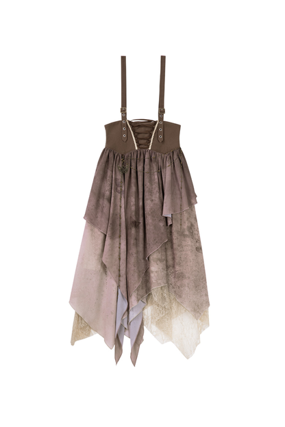 サンセット民族フードケープ+サスペンダースカート+トップス