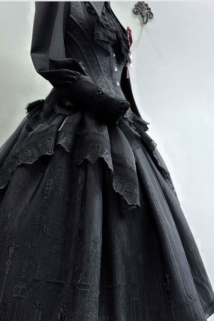 【4月19日预售截止】哥特蕾丝连衣裙+胸衣+裙子+上衣+发带+帽子+胸针