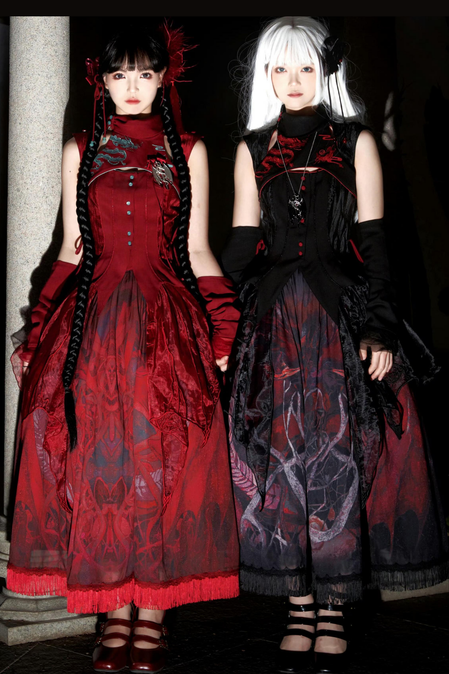 [Deadline for reservations: February 26th] Red Dragon x Black Dragon x Purple Snake Lolita China Gothic Setup