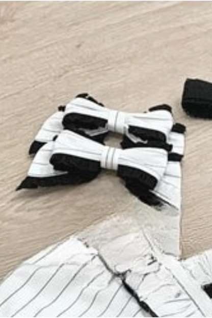 Gothic-Lolita-Streifenkleid + Stirnband + Haarklammer