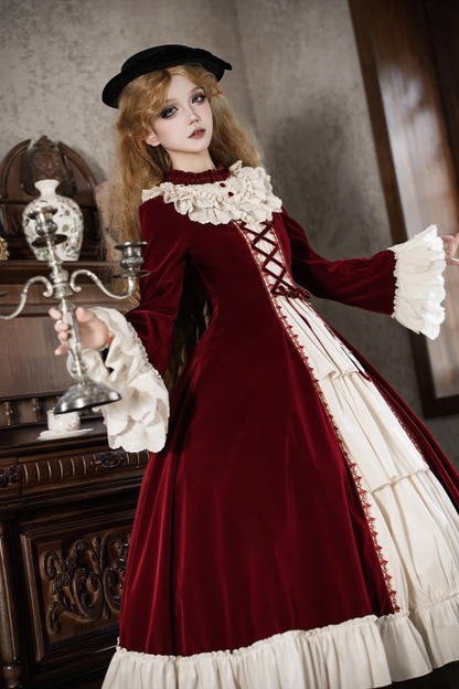 クラシカルエレガントドレス+カラー+リボン+ハット