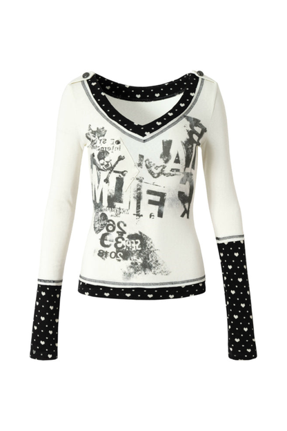 레트로 다크 패치워크 탑