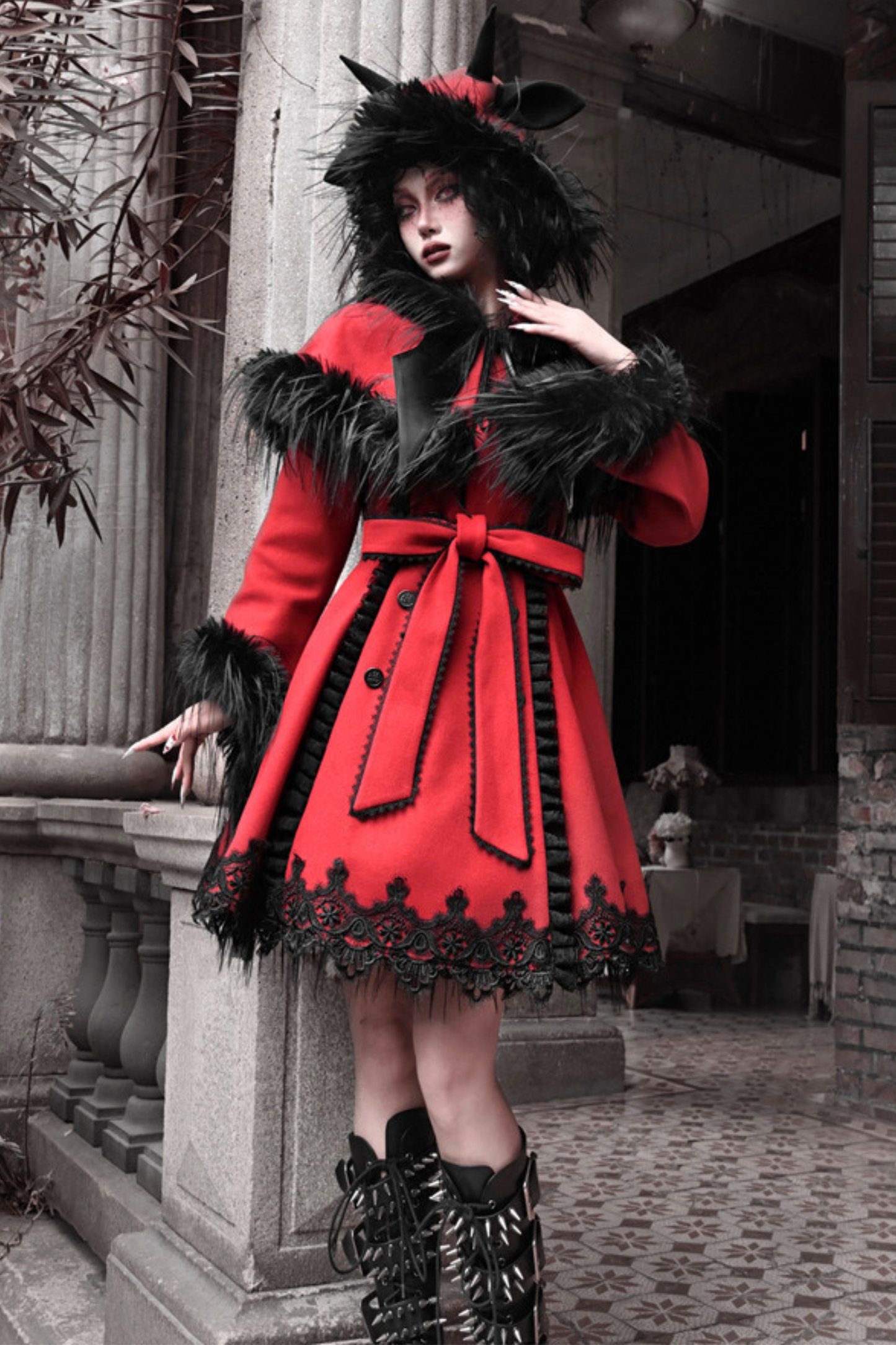 Gothic Carol Dark Cloak Bat Collar Coat