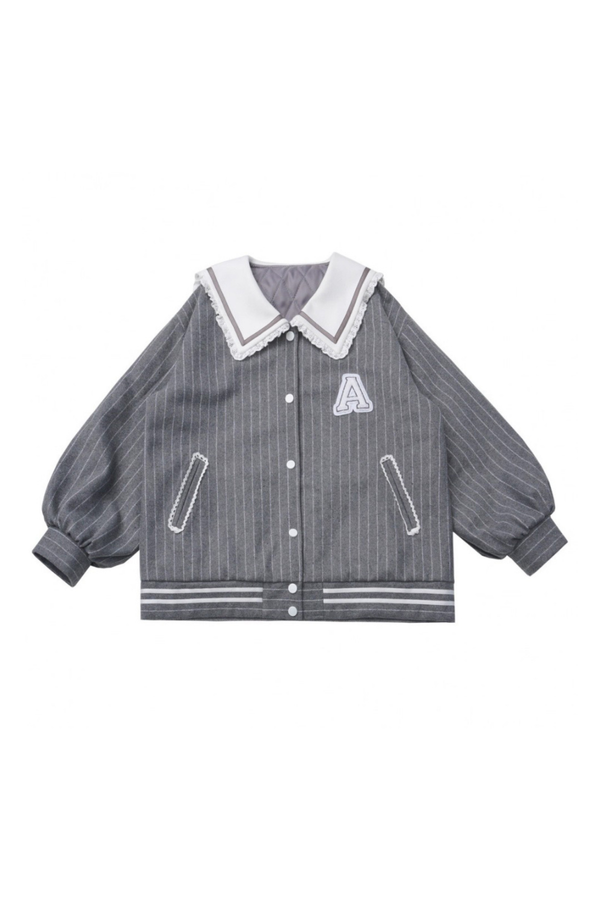 Striped coat + shirt + vest + long skirt