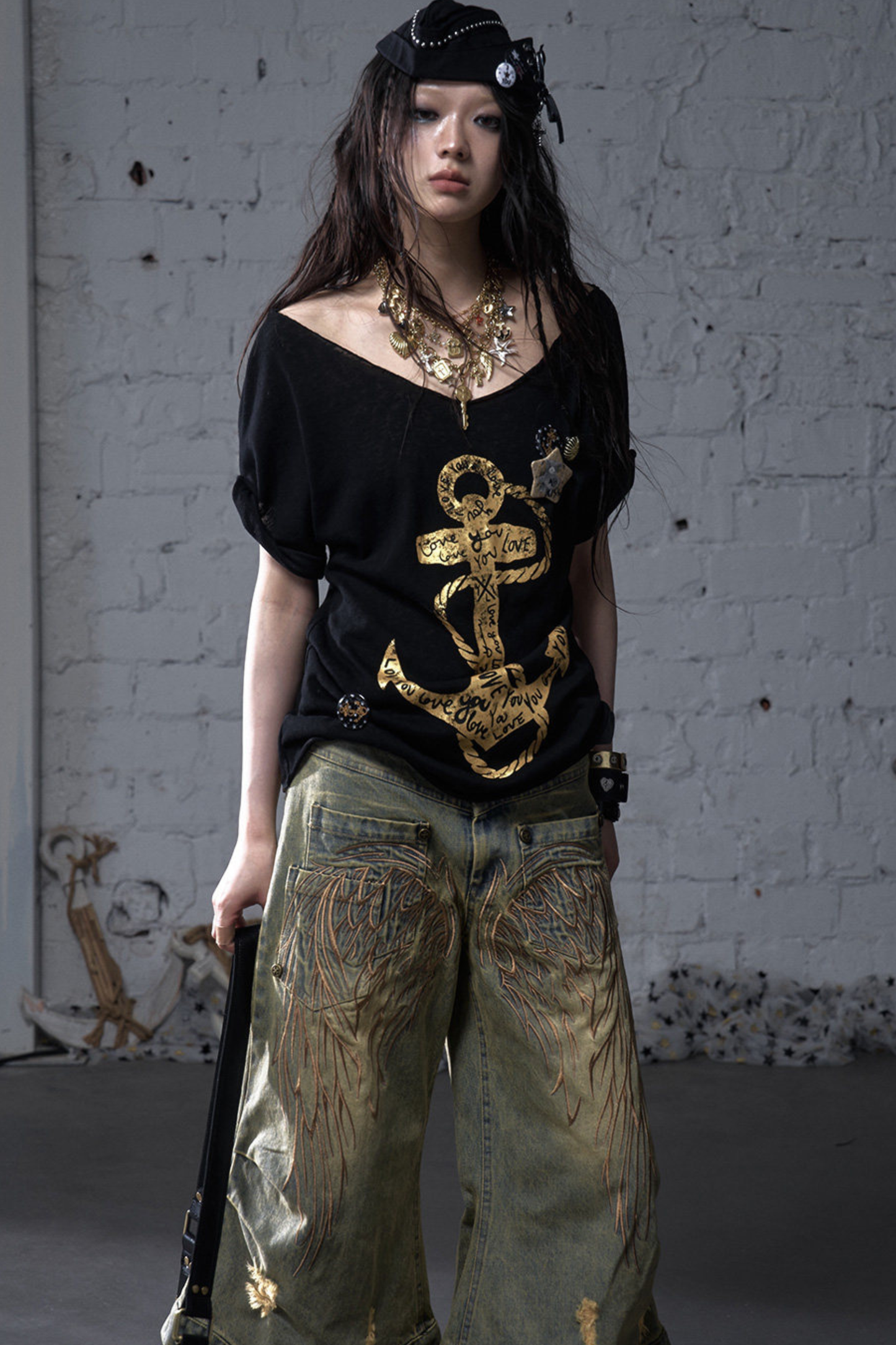 Y2k 타이트 프린트 탑