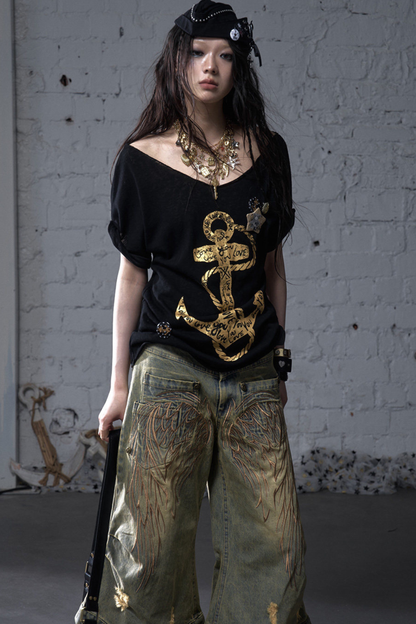 Y2k 타이트 프린트 탑