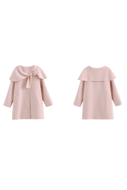 リボンビッグカラーフレアコート