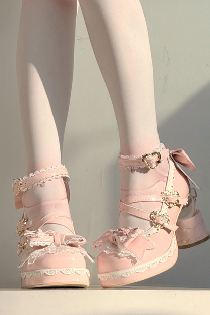 リボンレースロリータクリスタルヒール