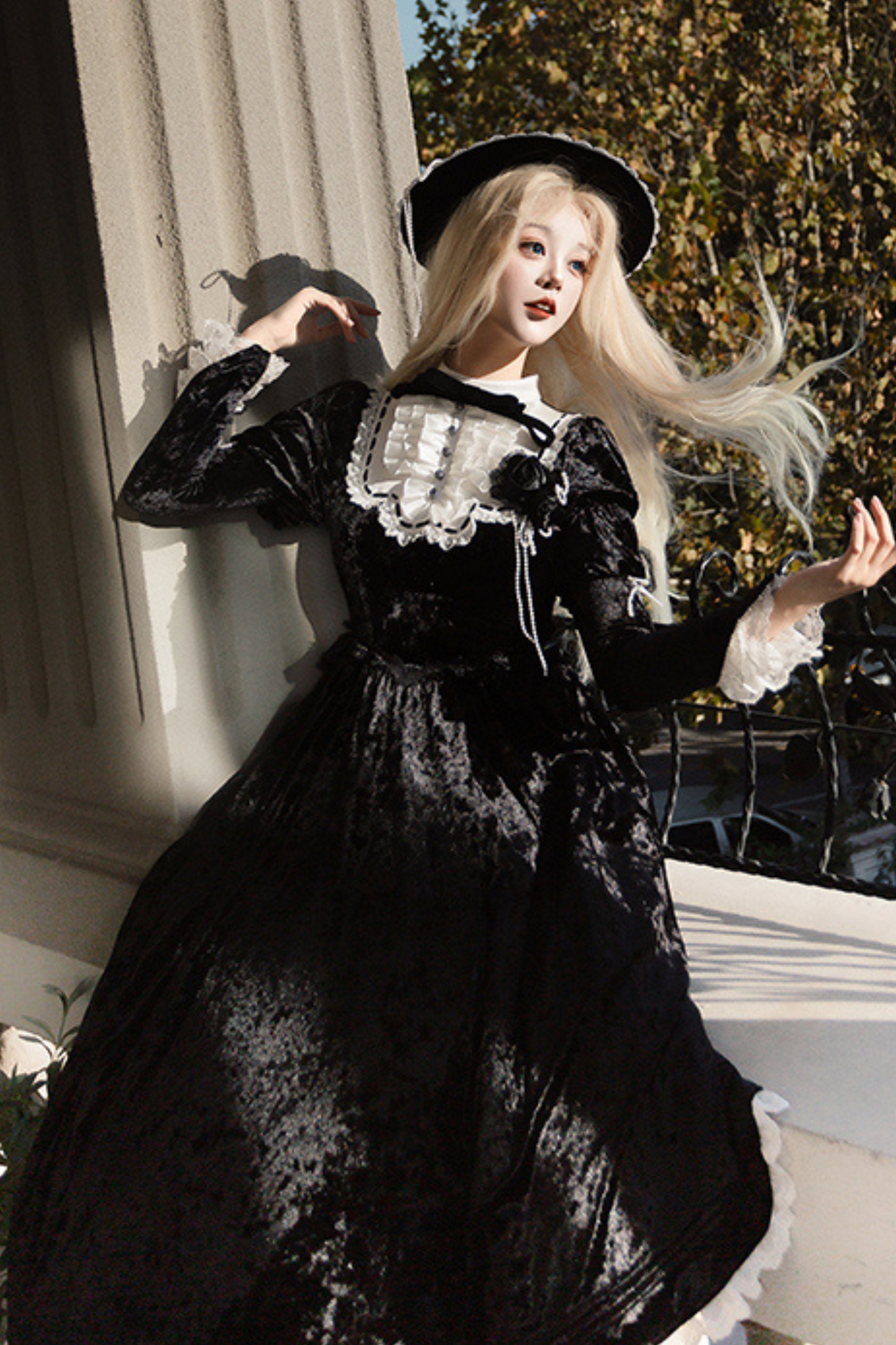 Dark Gothic Velvet Lolita Dress + Cloak + Hat