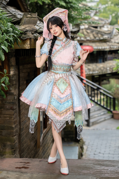 【12月16日予約締切】エスニックロリータツインコーデパフスリーブドレスセット＋ベルスリーブドレスセット