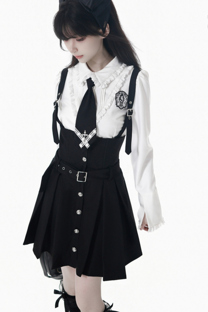 College Jacket + Suskirt + Blouse + Tie