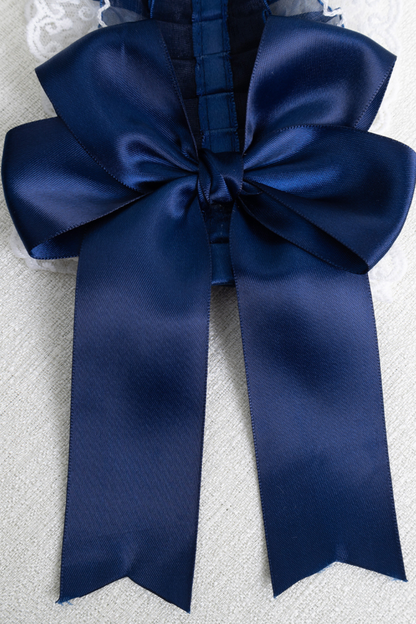 ネイビーブルーロリータボンネット+ヘアバンド+ハットクリップ+リボンクリップ