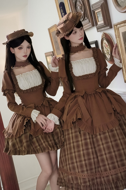 スイートチェックドールドレス＋2WAYリボン＋リボン＋ハット