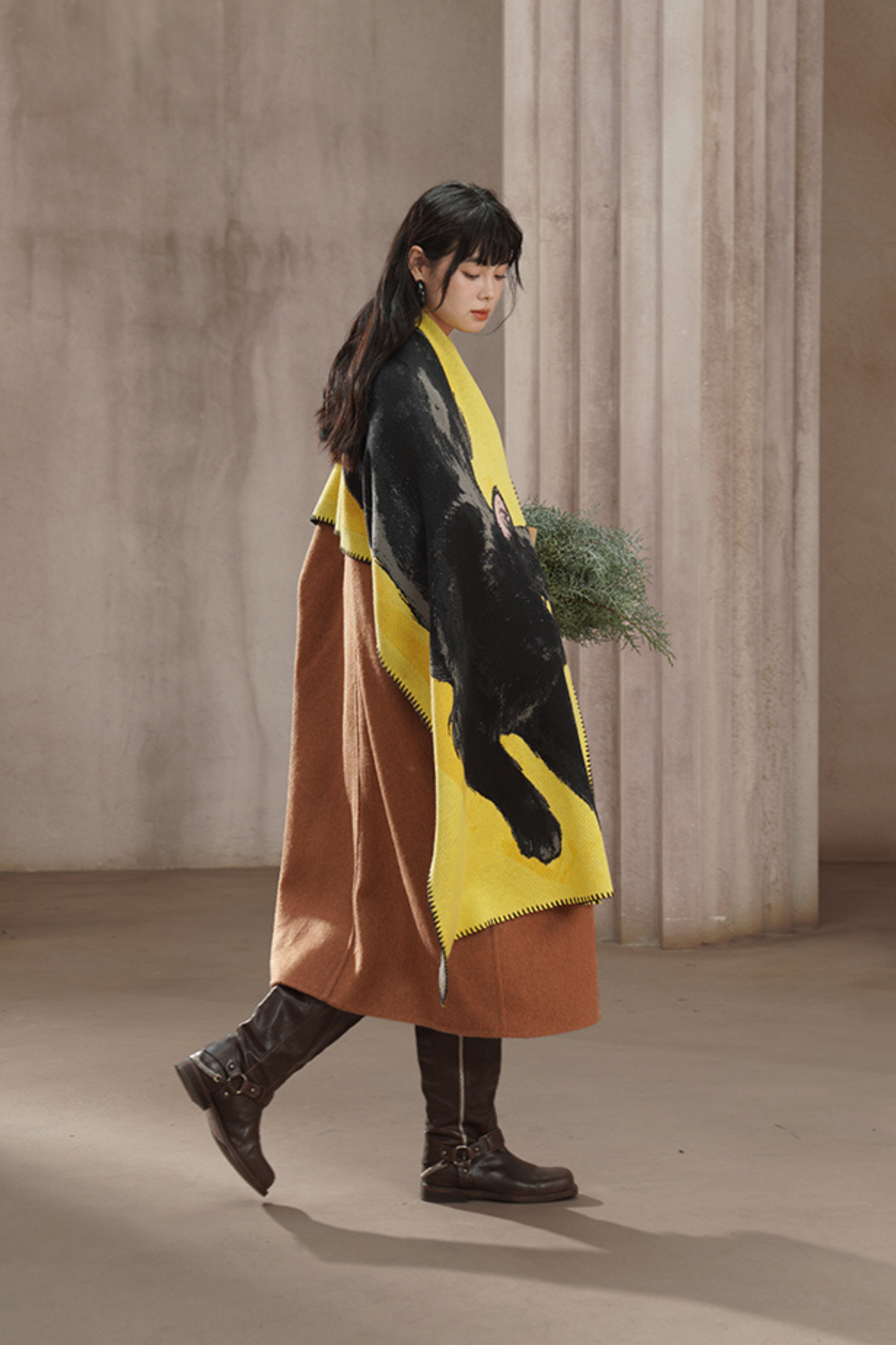 黒猫ビッグニットマフラー