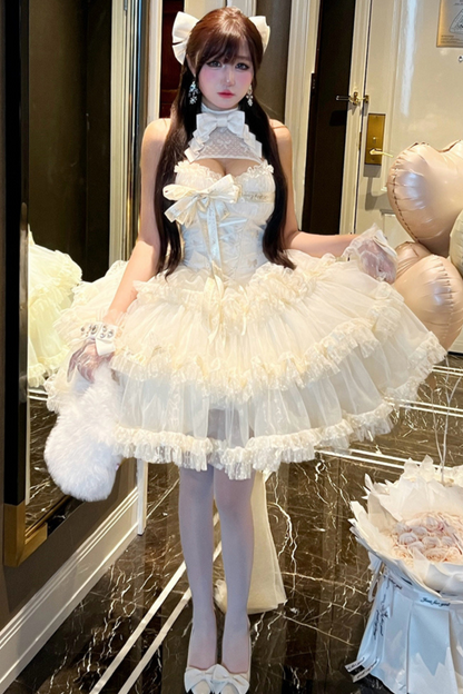 Ribbon Halter Neck Slim Lolita Dress