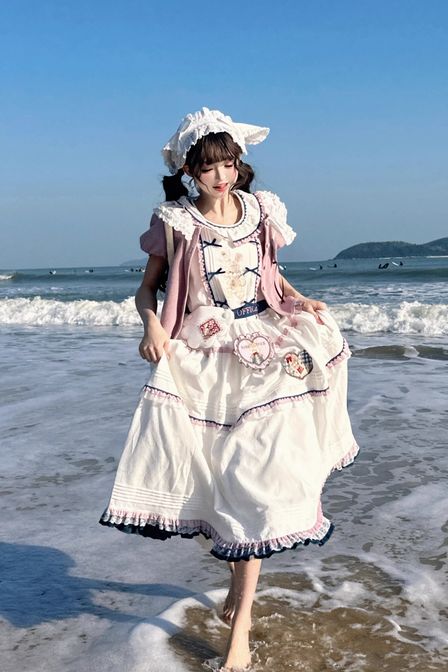 Retro Bear Puff Sleeve Dress + Sleeveless Dress