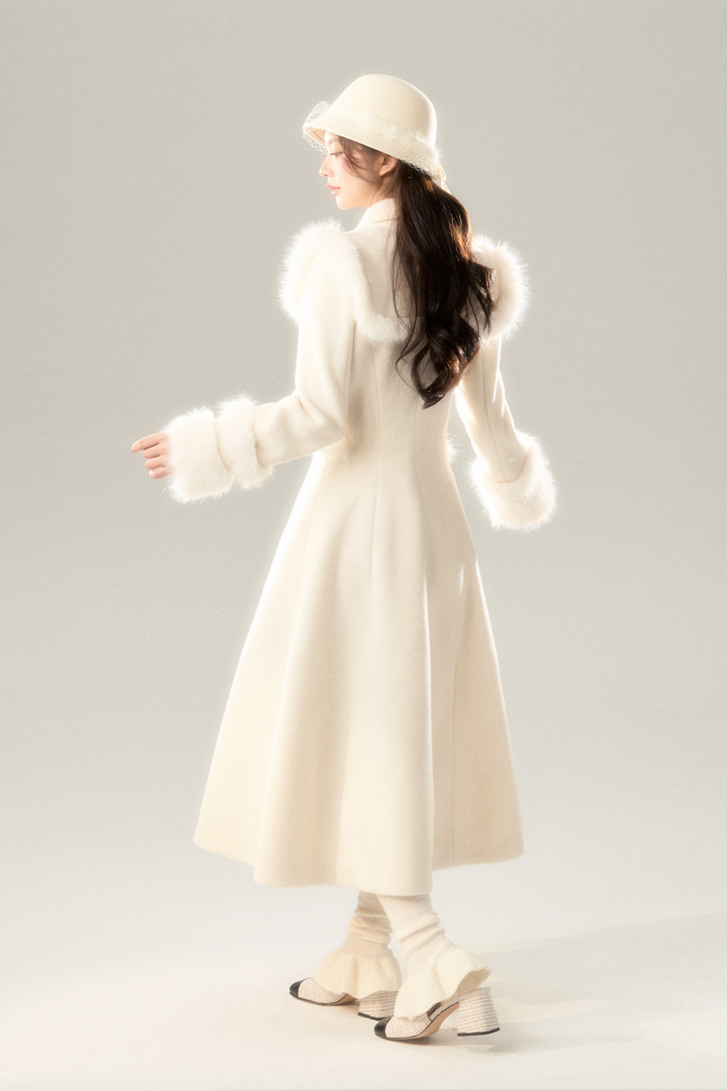 Big Fur Collar Long Coat