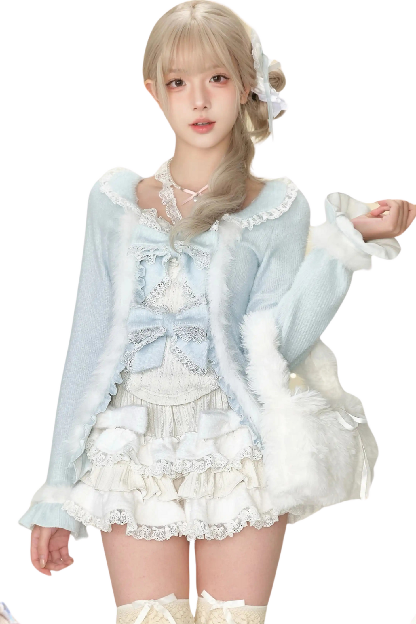 Snow girl hoodie + camisole + cake skirt