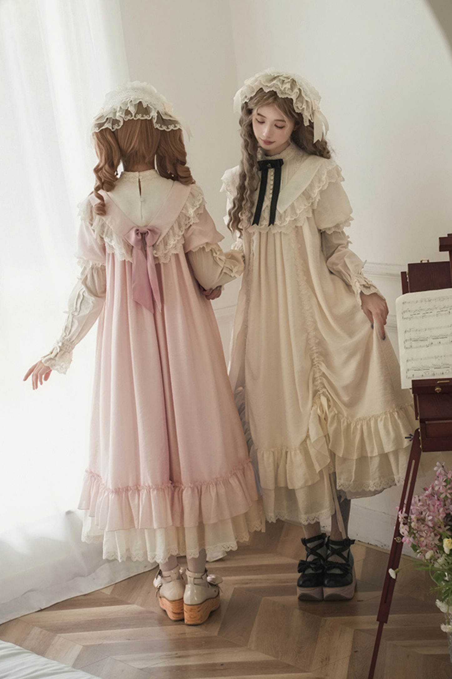 【予約商品】ローズフリルロリータドレス+ドレス＋ベルト＋ブローチ＋リボン＋ヘッドバンド＋スリーブ