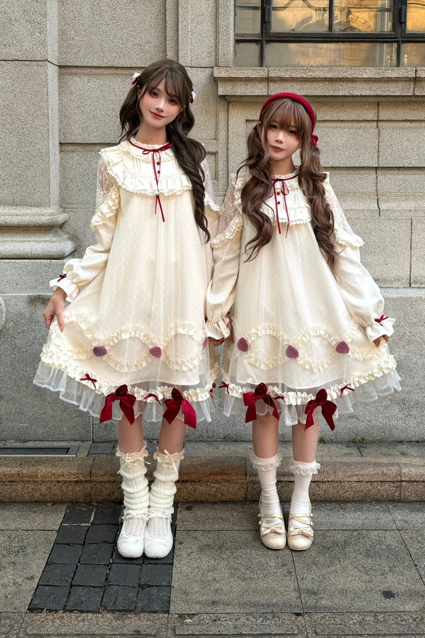 Strawberry Cream Doll Lolita Dress + Strawberry Ribbon