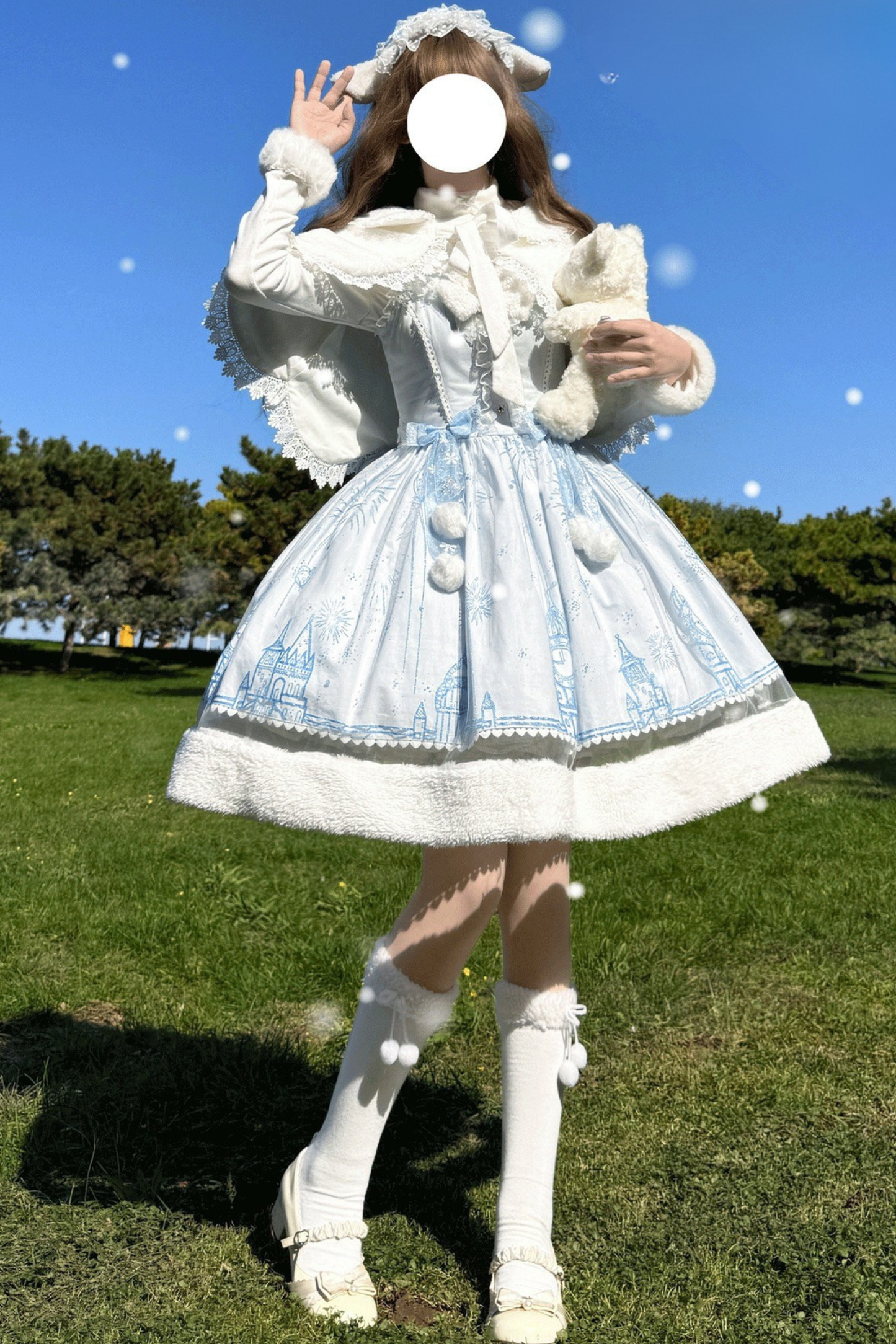 スノーフレークキャッスルロリータドレス+ケープ+トップス