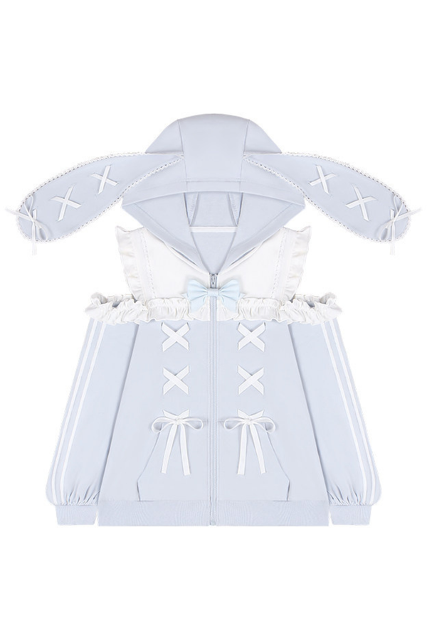 レースアップバニーフードジャケット