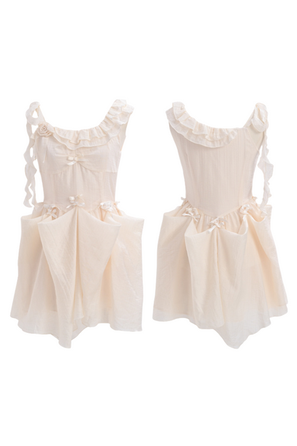 Sweet Sheer Design Ribbon Two Wear Dress