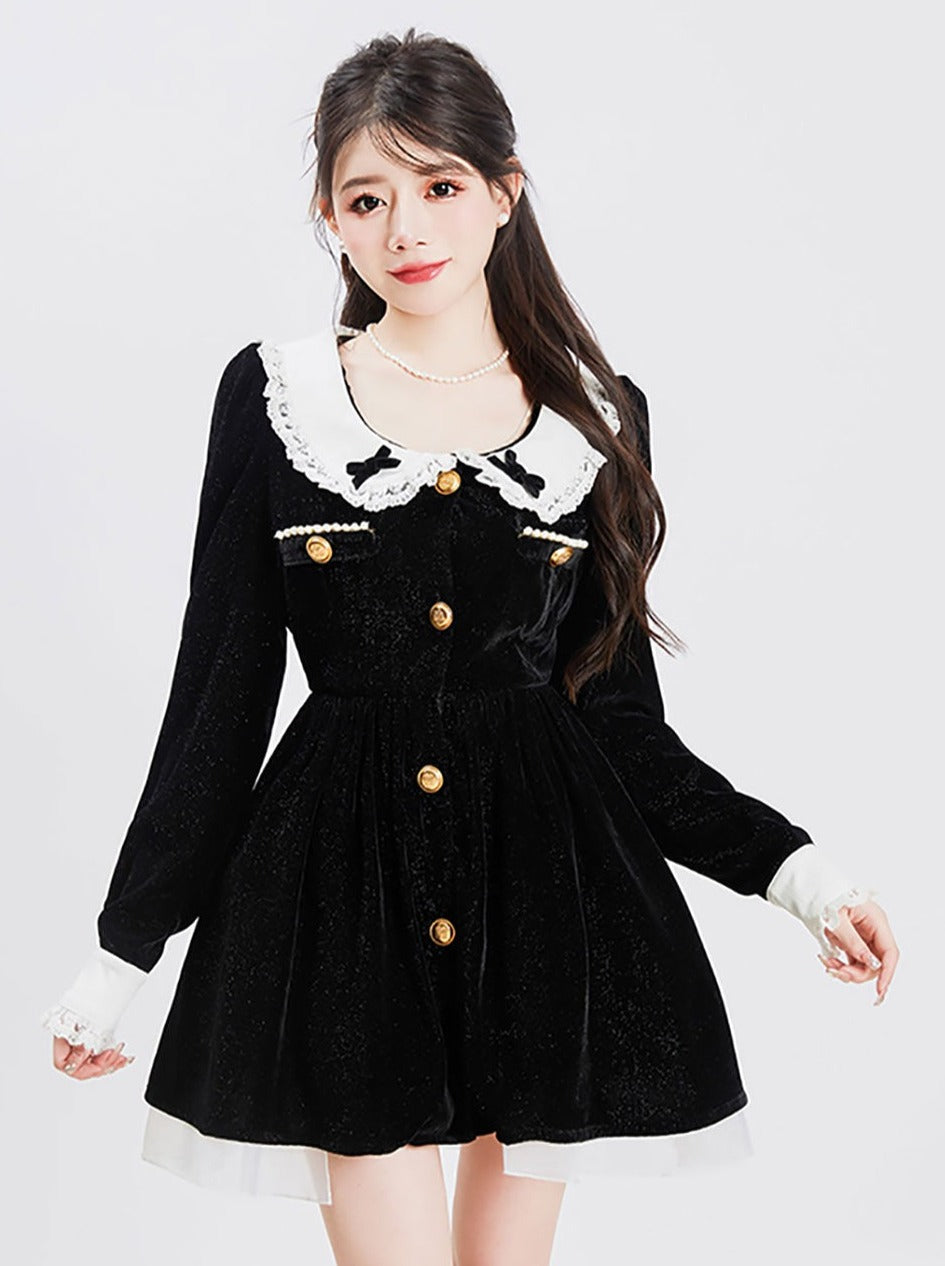 Sweet Chic Doll Velour Frill Dress