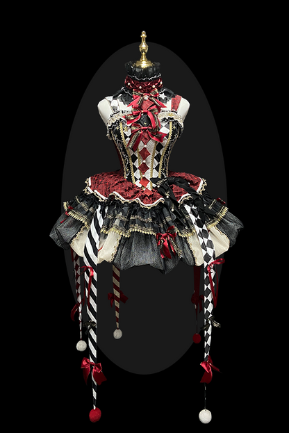 【12月26日予約締切】サーカスクイーンブラックアンドレッドロリータピエロドレス＋フルセットA/B