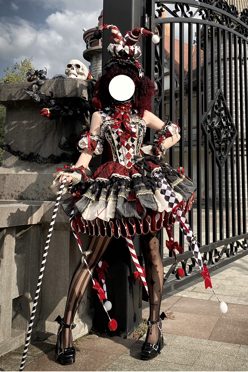 【12月26日予約締切】サーカスクイーンブラックアンドレッドロリータピエロドレス＋フルセットA/B