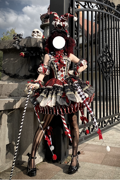 【12月26日予約締切】サーカスクイーンブラックアンドレッドロリータピエロドレス＋フルセットA/B