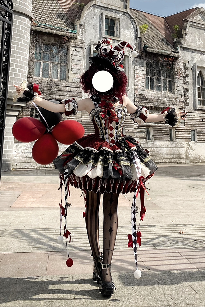 【12月26日予約締切】サーカスクイーンブラックアンドレッドロリータピエロドレス＋フルセットA/B