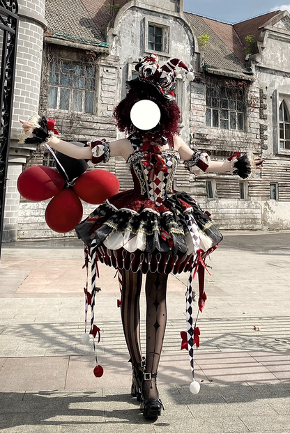 【12月26日予約締切】サーカスクイーンブラックアンドレッドロリータピエロドレス＋フルセットA/B
