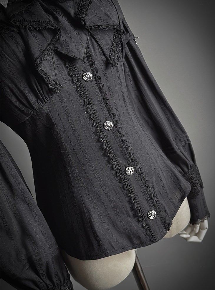 【2月23日予約締切】ドーンブレイカーゴシックフリルスタンドカラージャカードリボンシャツ