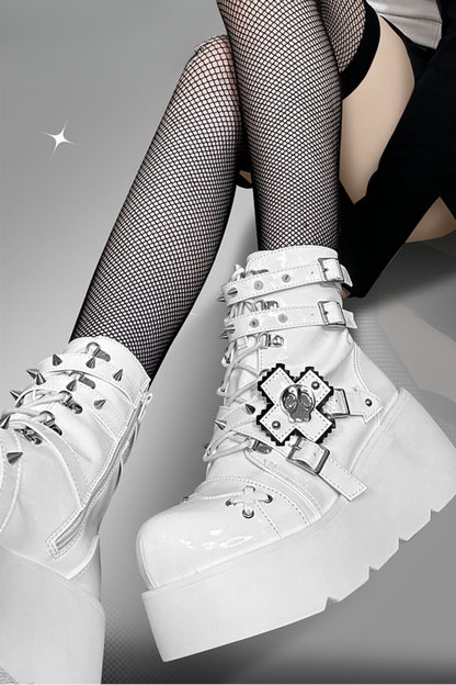 パンクキャットスモールスカルブーツ