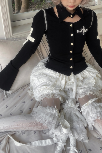 Gothic Embroidery Stretch Short Cardigan