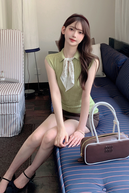 Polo Neck Sleeveless Top