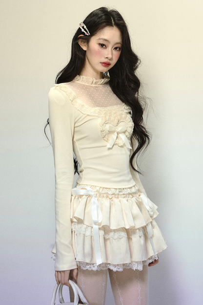 [Pre-order item] Heart Frill Ribbon Design Sweet Top