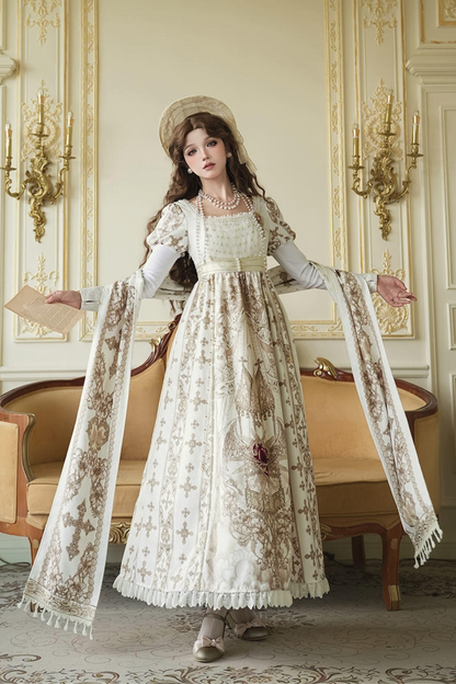 Elegantes Lolita-Kleid + Schal + Halskette