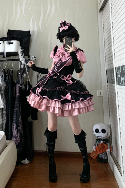 【3月10日予約締切】キャンディハートビートロリータシャツ+ジャンパースカート+ハット+リボン