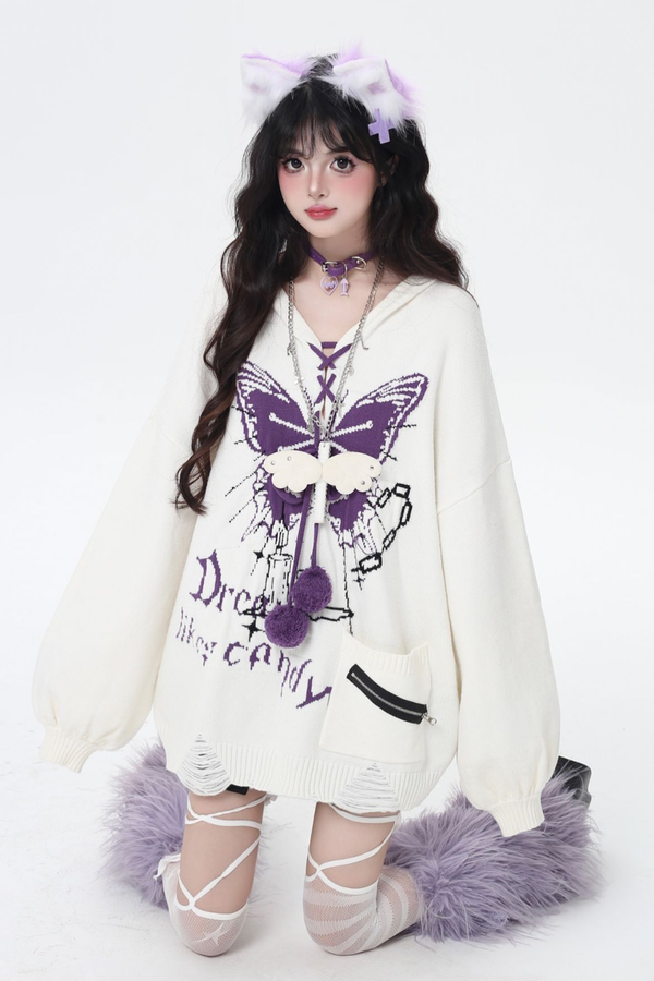 バタフライシャックル Vネックニット