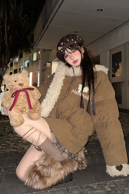 キャラメルマフィンウールフーデッドコート