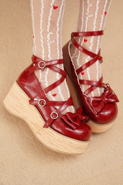 リボンフラットロリータシューズ