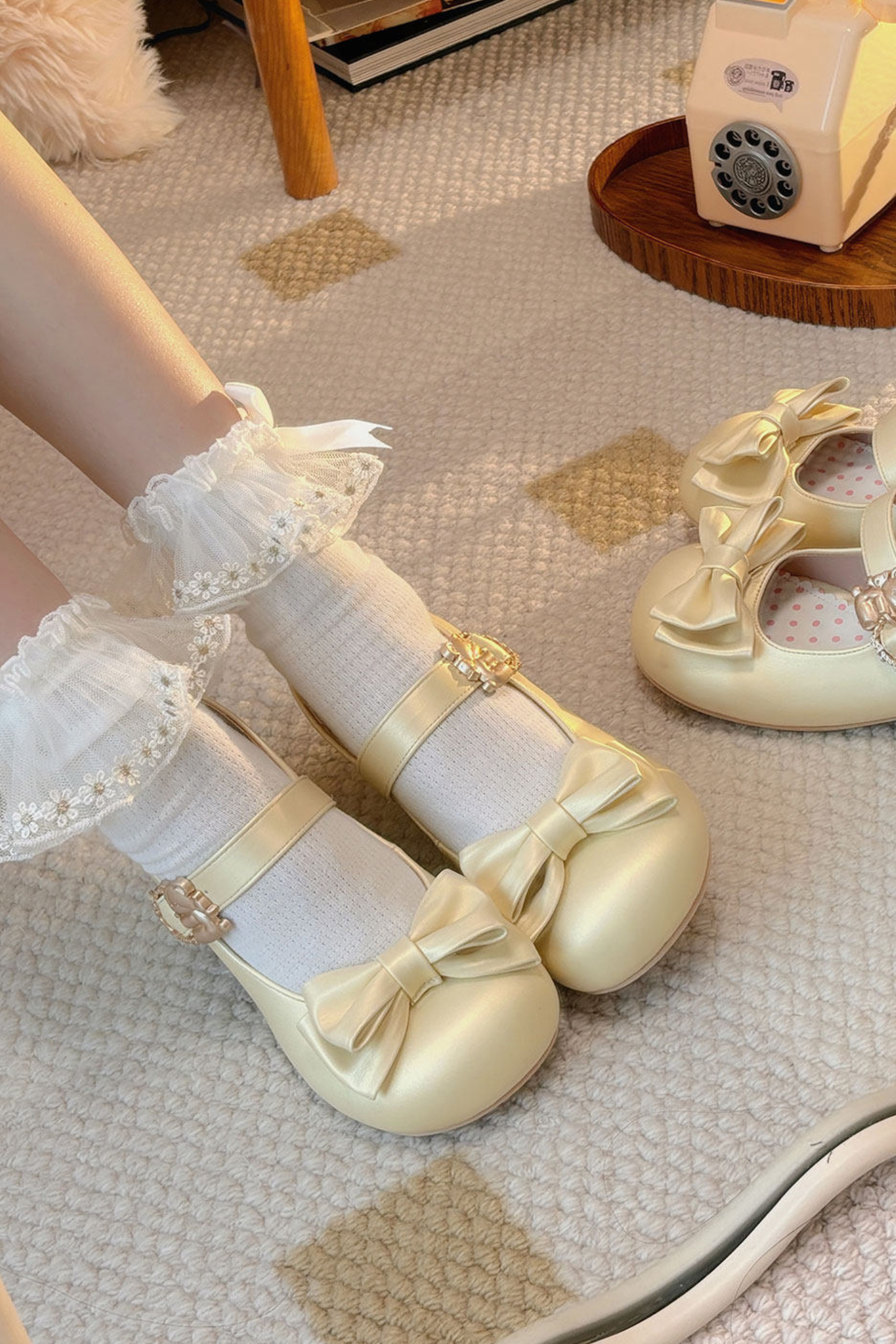 Satin Sheep Puff Shoes