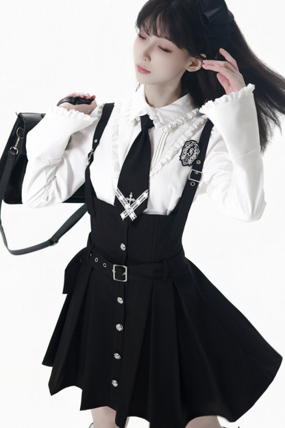 College Jacket + Suskirt + Blouse + Tie