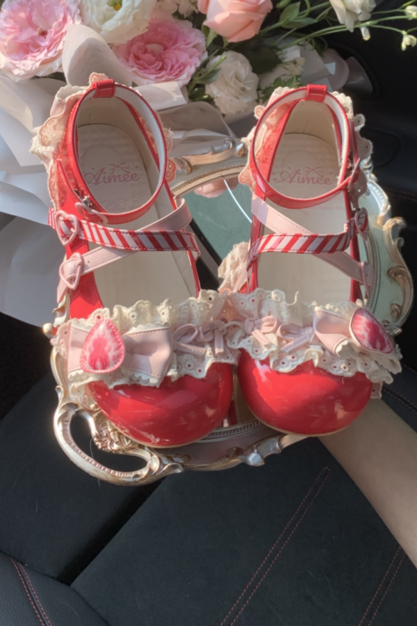 ストロベリーロリータメリージェーンシューズ