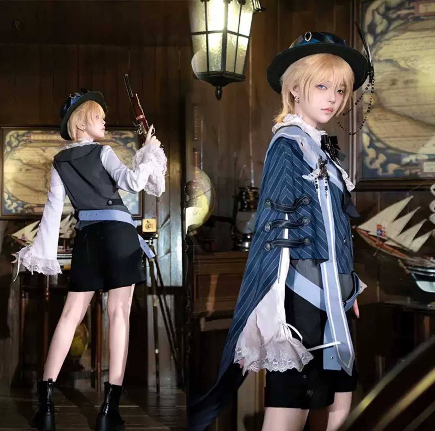 [Pre-order Deadline: November 9] Steampunk Prince Vest Shorts Cape Suit Set + Hat + Complete Accessories