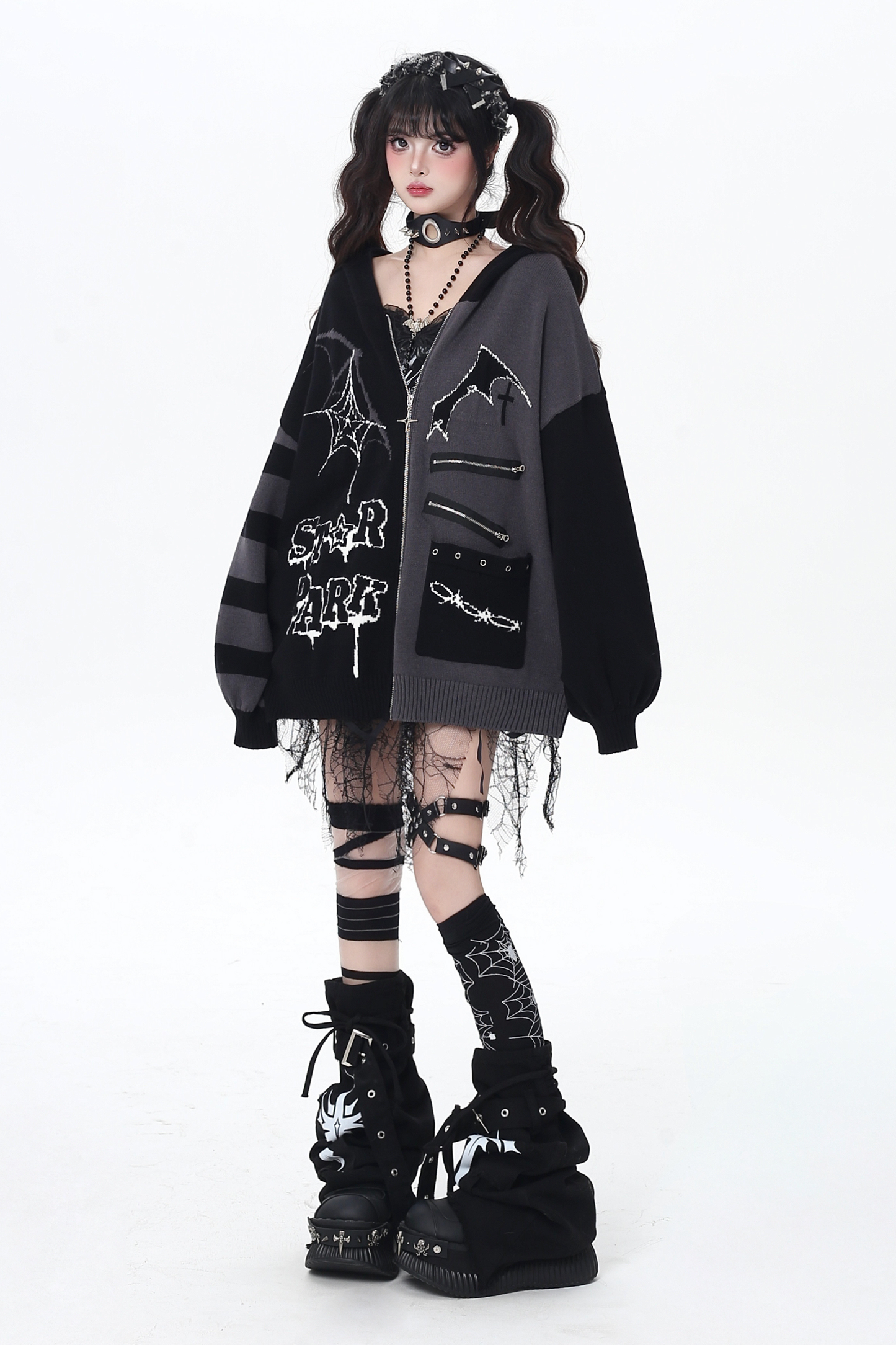 Gothic Asymmetrical Design Knit Cardigan