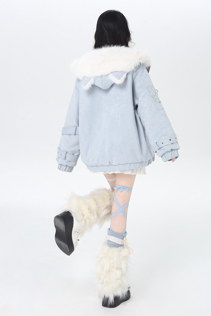 Cat Ear Hood Fur Jacket