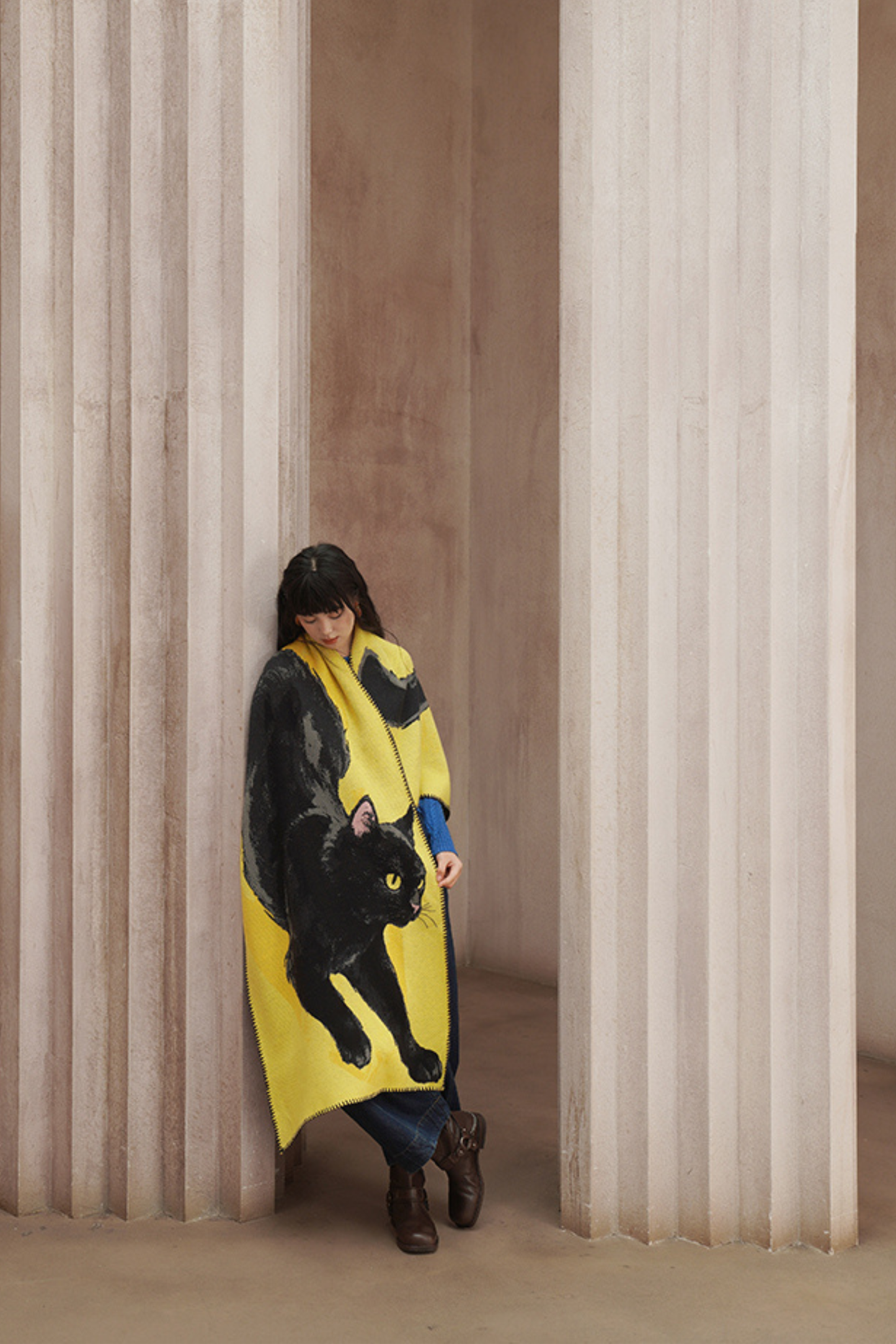 黒猫ビッグニットマフラー